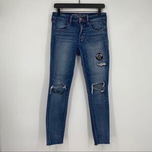 American Eagle Outfitters Super Stretch Distressed Hot Rod Car Club Jegging Jean